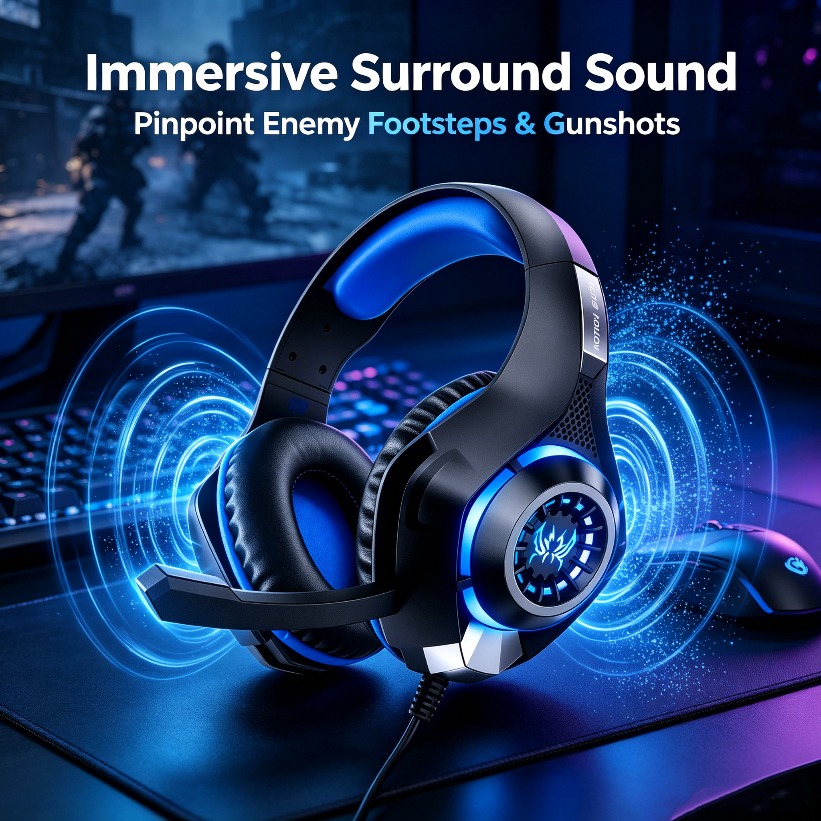 Gaming Headset With Mic Rgb - LED Gaming Headphones with Mic RGB