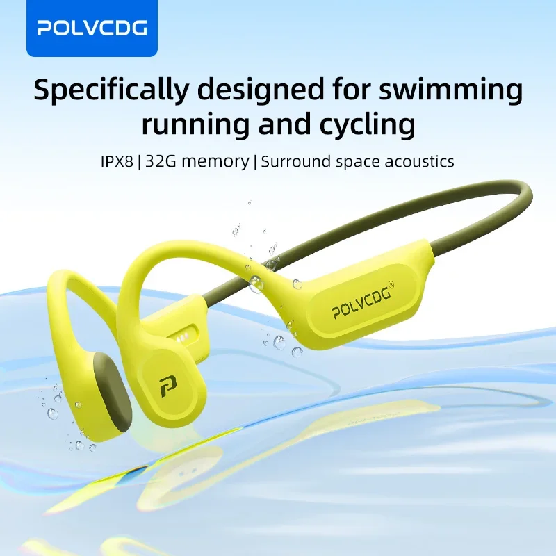 Bone Conduction Running Headphones - POLVCDG X9 Bone Conduction Swimming Earphones