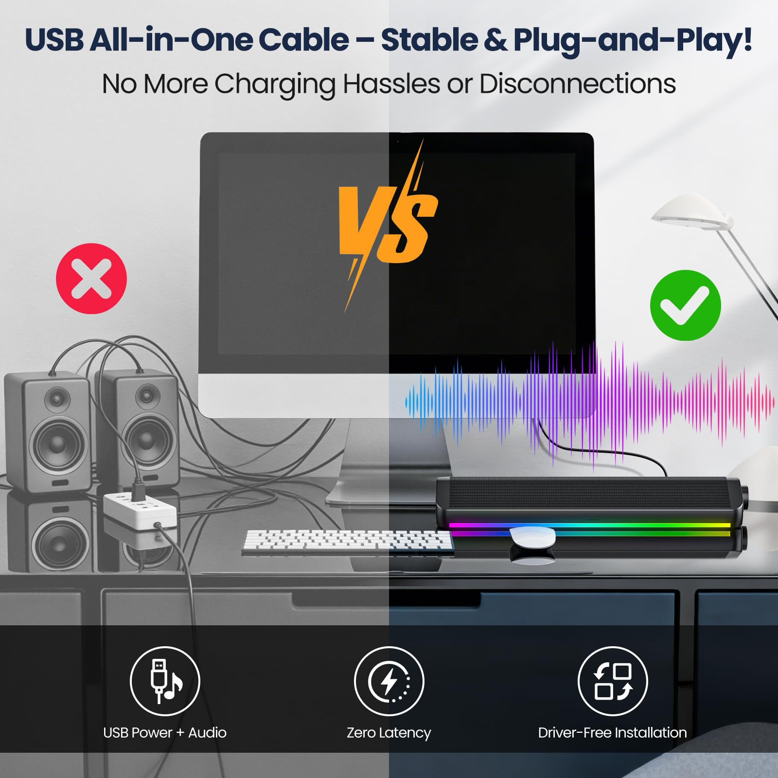 Wired Bluetooth Computer Speak - огляд і ціна Rgb Computer Soundbar For Pc