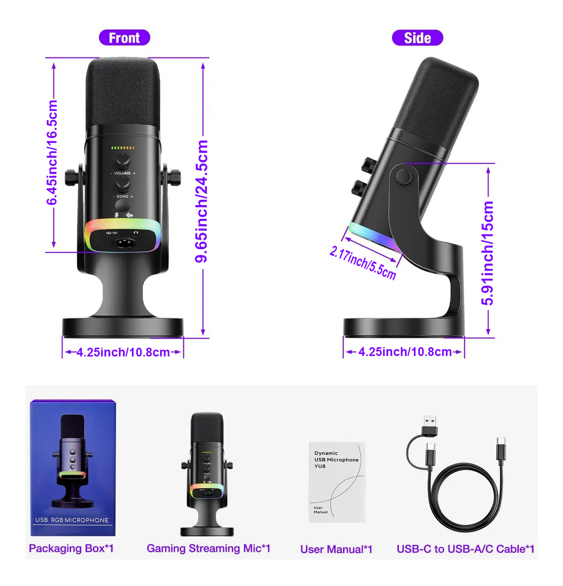 USB/XLR Dynamic Microphone for - огляд і ціна Gaming Headset With Mic Rgb