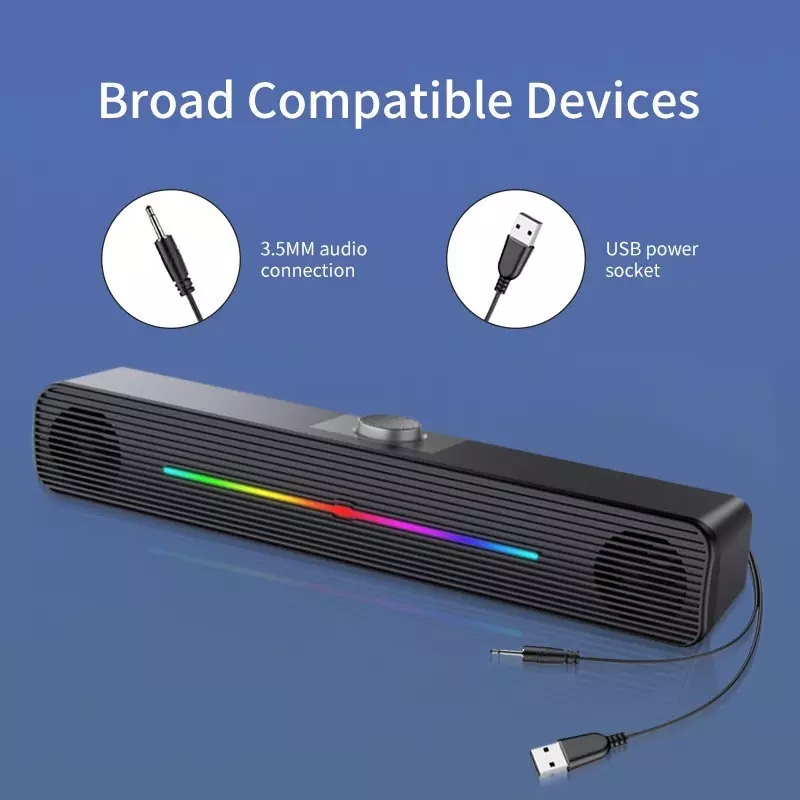 E-1407 Wholesale RGB Lights Wi - огляд і ціна Rgb Computer Soundbar For Pc