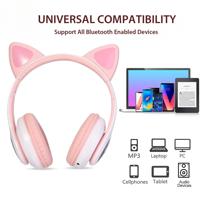 T28 Wireless Bluetooth Headpho - огляд і ціна Cat Ear Bluetooth Headset Led