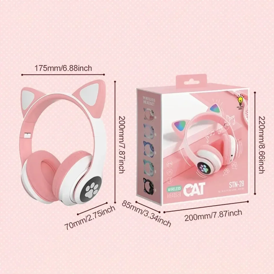 2 Pcs Wireless Headset Bluetoo - огляд і ціна Cat Ear Bluetooth Headset Led