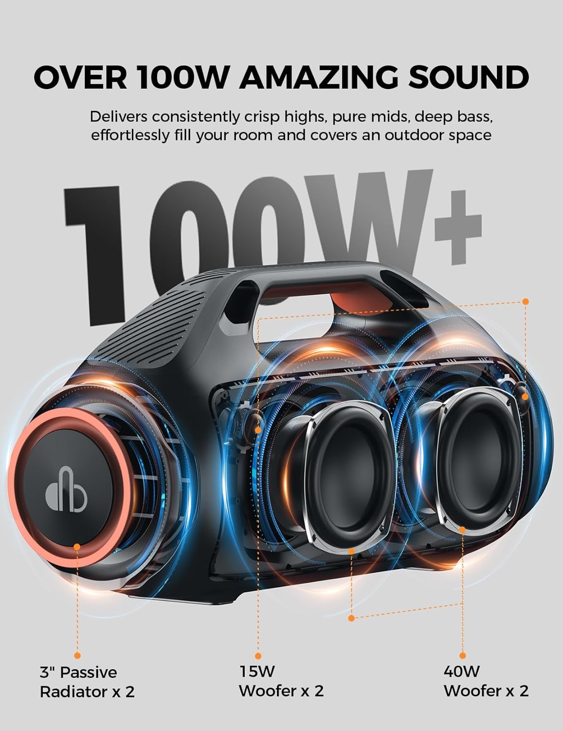 Portable 100W For Bluetooth Sp - огляд і ціна Portable Bluetooth Speaker Waterproof Ipx7