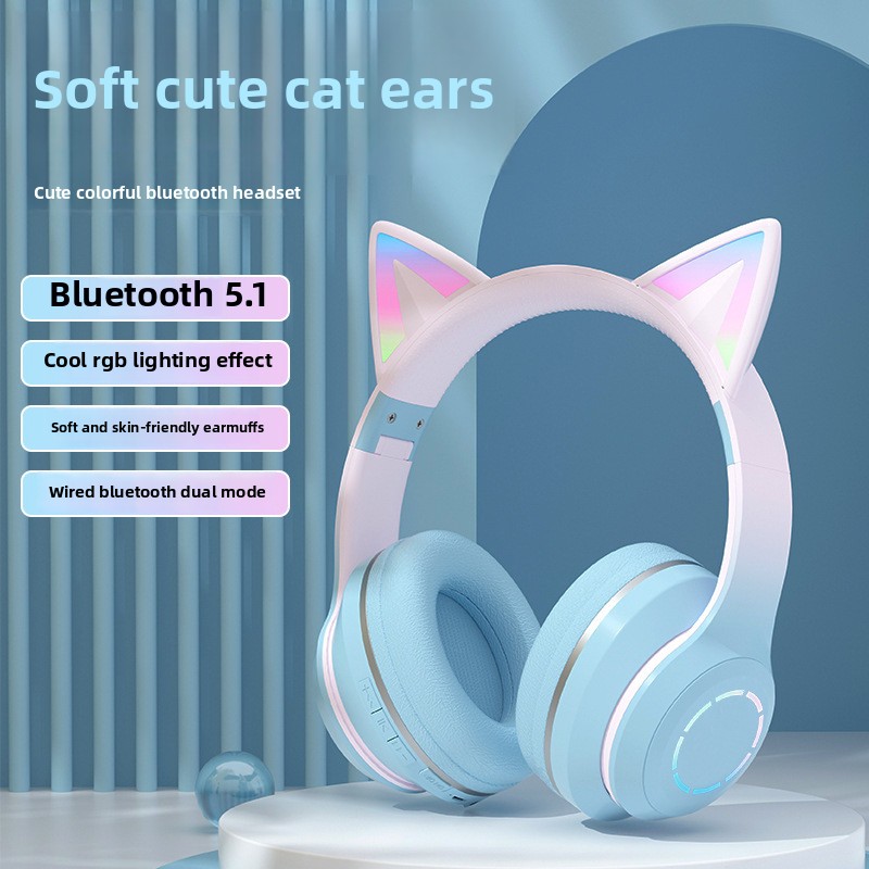 New Best Selling Head-Mounted  - огляд і ціна Cat Ear Bluetooth Headset Led