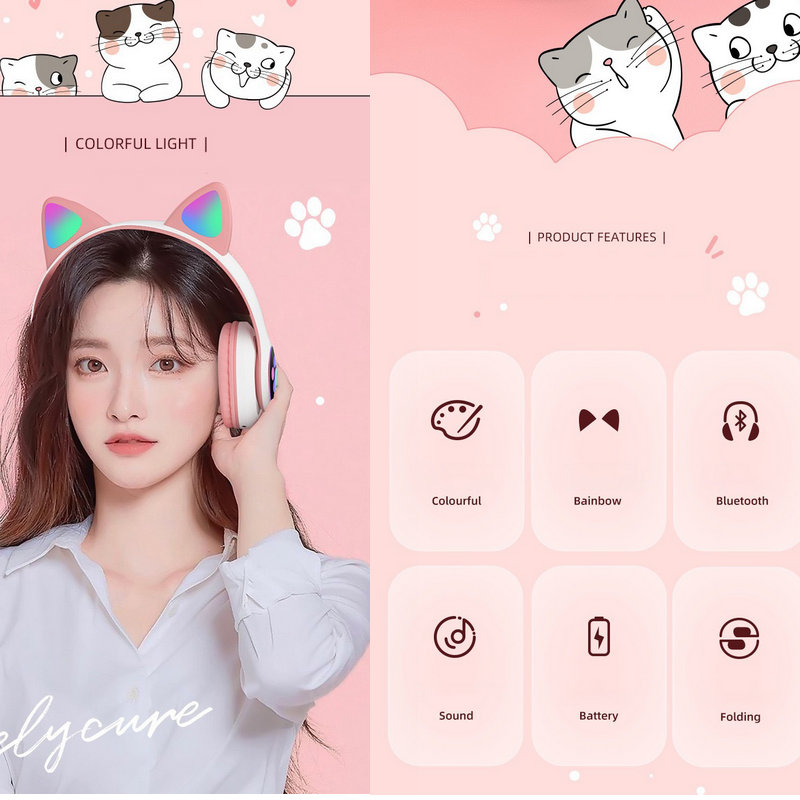 Cat Ears Headphones Flash Ligh - огляд і ціна Cat Ear Bluetooth Headset Led