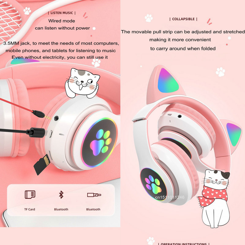 Cat Ears Headphones Flash Ligh - огляд і ціна Cat Ear Bluetooth Headset Led